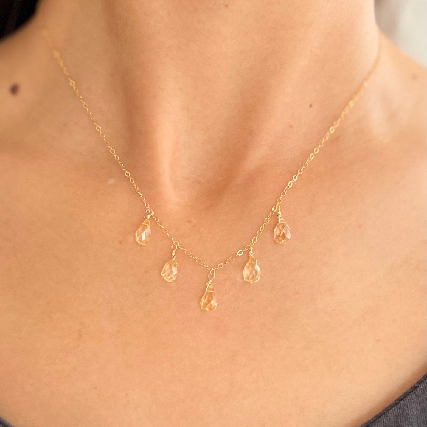 Citrine gold necklace