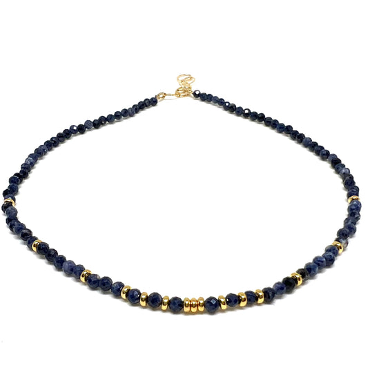 Natural sapphire gold necklace