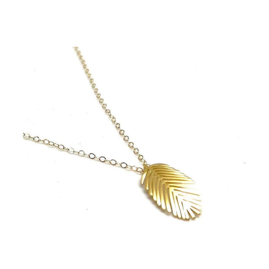 Palm leaf charm necklace