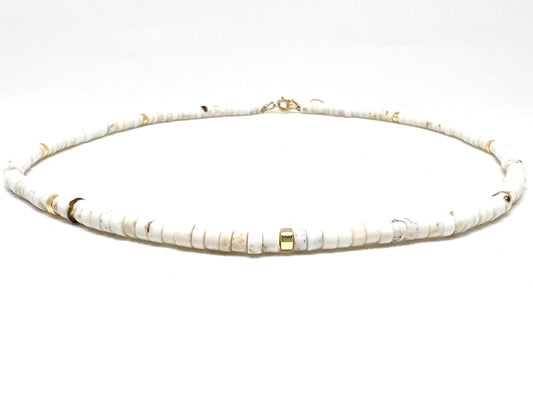 White turquoise, Gold pyrite Necklace