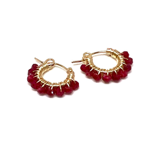 Ruby hoop earrings