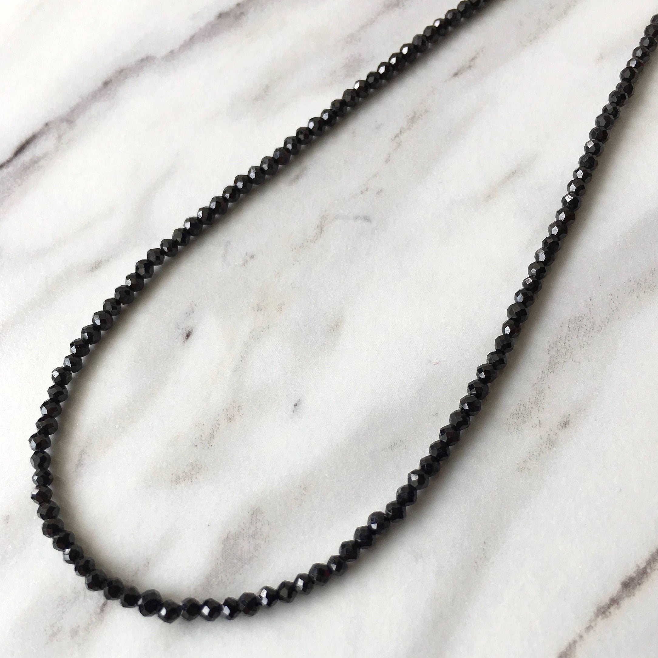 Thin Black Spinel and Pyrite stones necklace for man with silver nuggets -  JoyElly