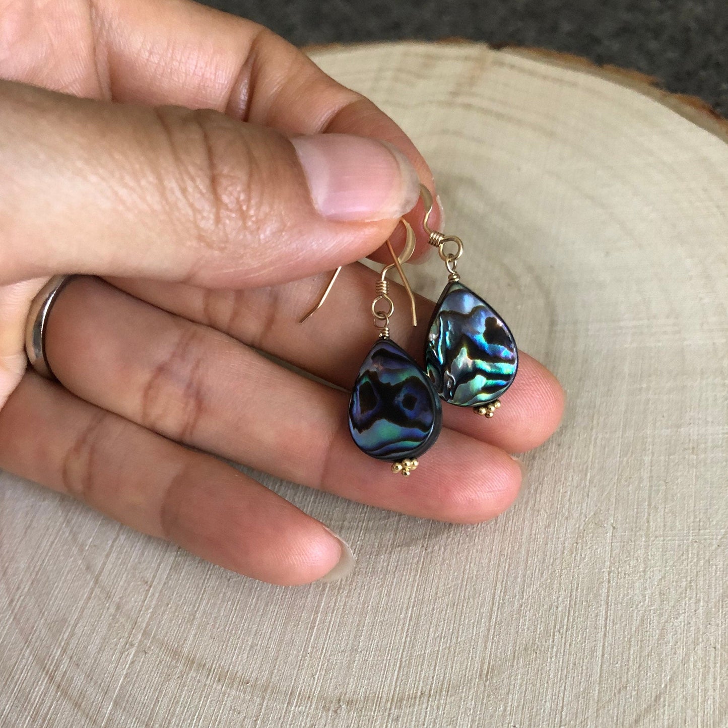 Paua abalone shell drop earrings