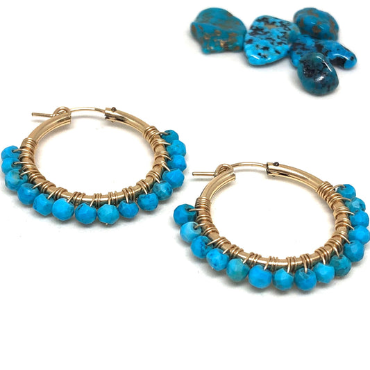 Large turquoise hoop earrings