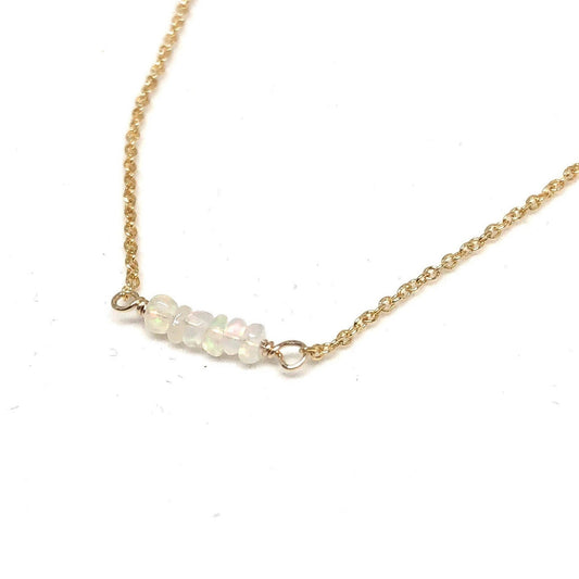 Dainty opal 14k gold necklace