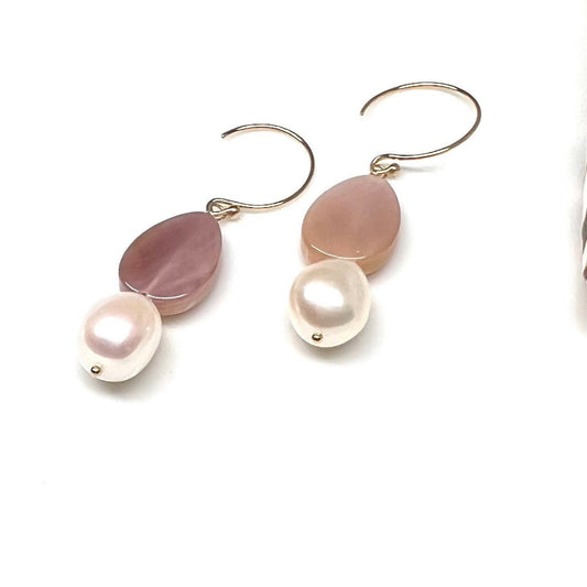 Pearl and shell drop earrings