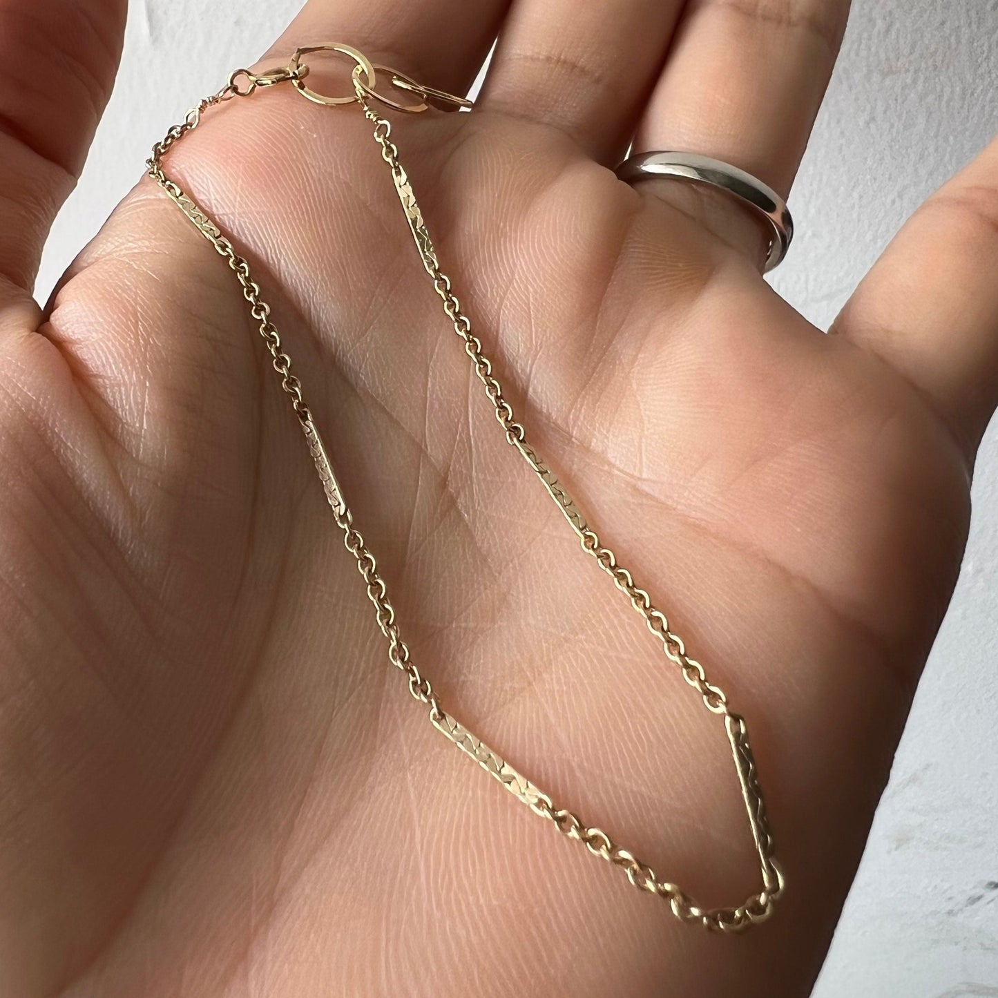 Dainty bar chain anklet