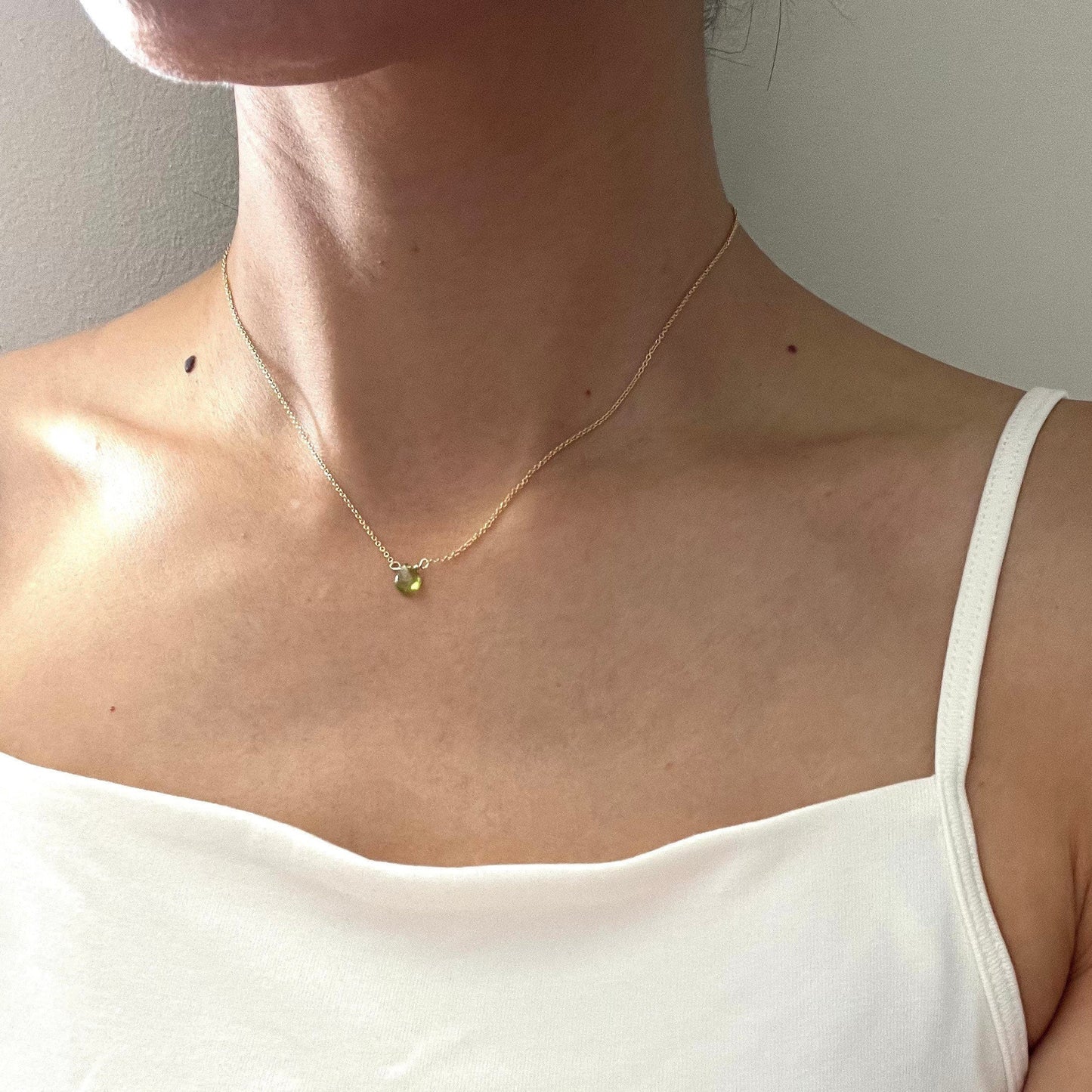 Dainty peridot gemstone necklace